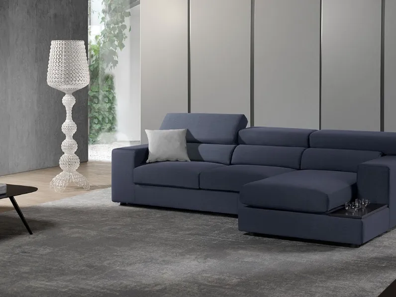 Divano in tessuto con penisola e poggiatesta reclinabili Gaia di Excò