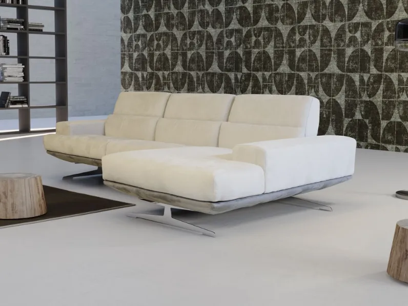 Divano in microfibra con penisola Garbo di Polyformitalia 