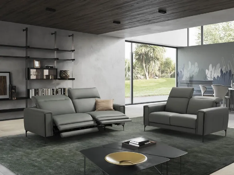 Divano relax lineare in pelle Gary di Egoitaliano