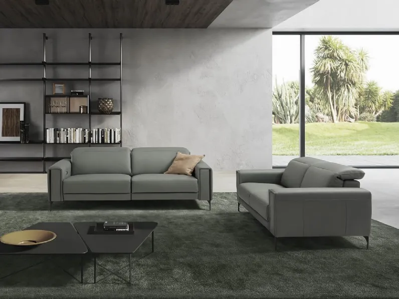 Divano relax lineare in pelle Gary di Egoitaliano