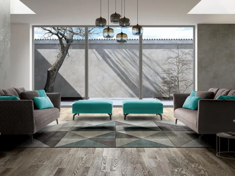 Divano lineare in tessuto trapuntato o liscio Greenwich comp 01 di Spagnol Salotti