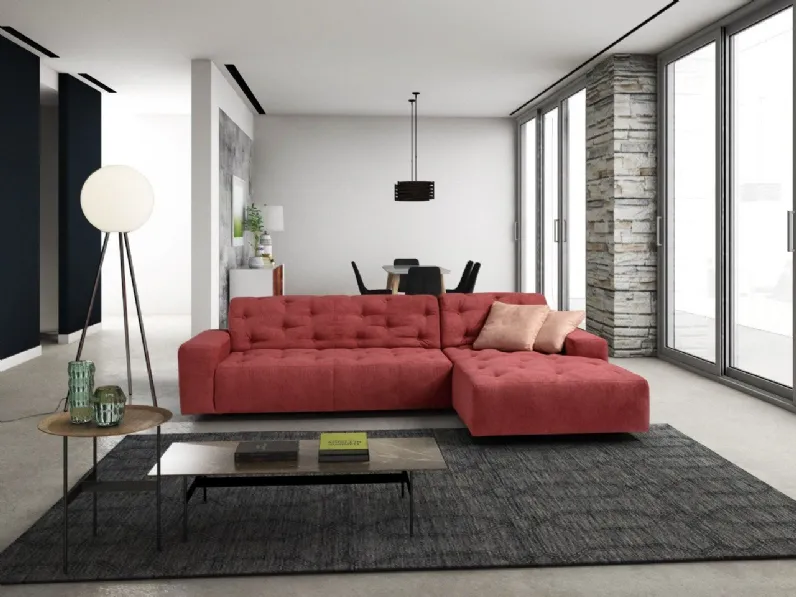 Divano in tessuto trapuntato con penisola Ipomea di Sofangel