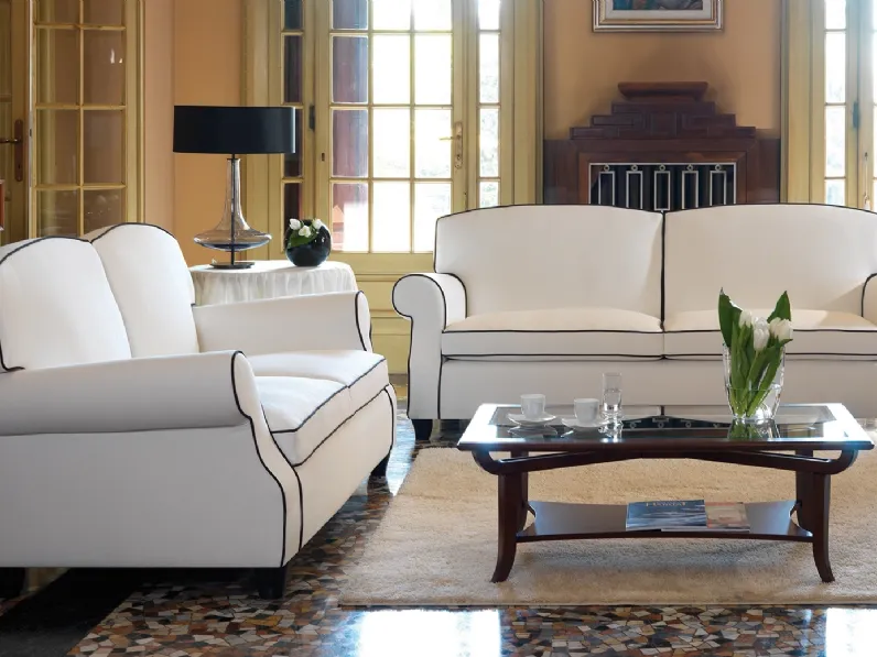 Divano lineare in tessuto con bordino in contrasto Legend di Kappa Salotti