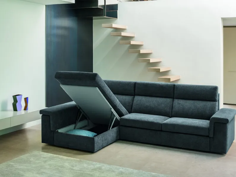 Divano con penisola contenitore Kappauno di Fabbri Salotti