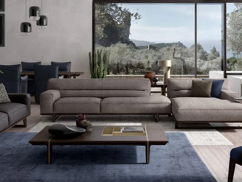 Divano in tessuto con penisola Kendo di Natuzzi