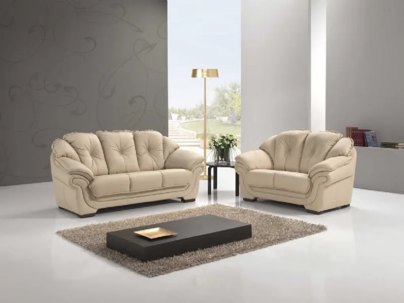 Divano lineare imbottito e rivestito in pelle Latina di Polyformitalia 