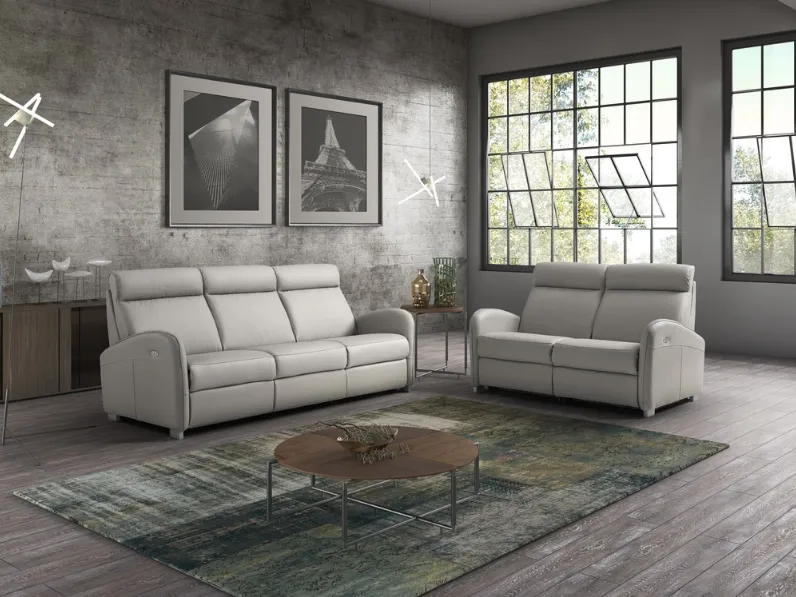 Divano relax lineare in ecopelle Lilla di Polyformitalia 