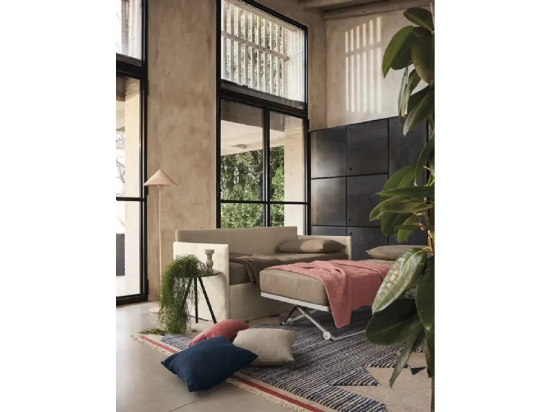 Divano trasformabile in letto singolo, con secondo letto estraibile Line di Bolzan Letti