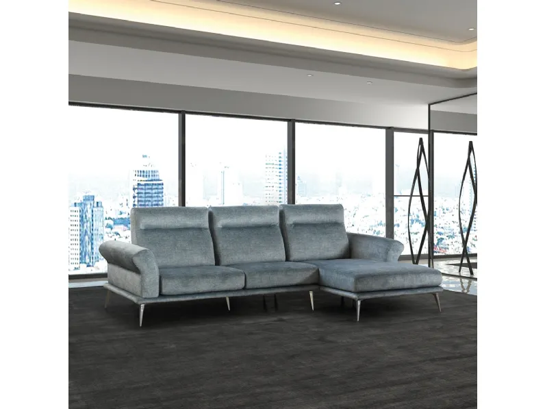 Divano in tessuto con penisola Livigno di Bruma