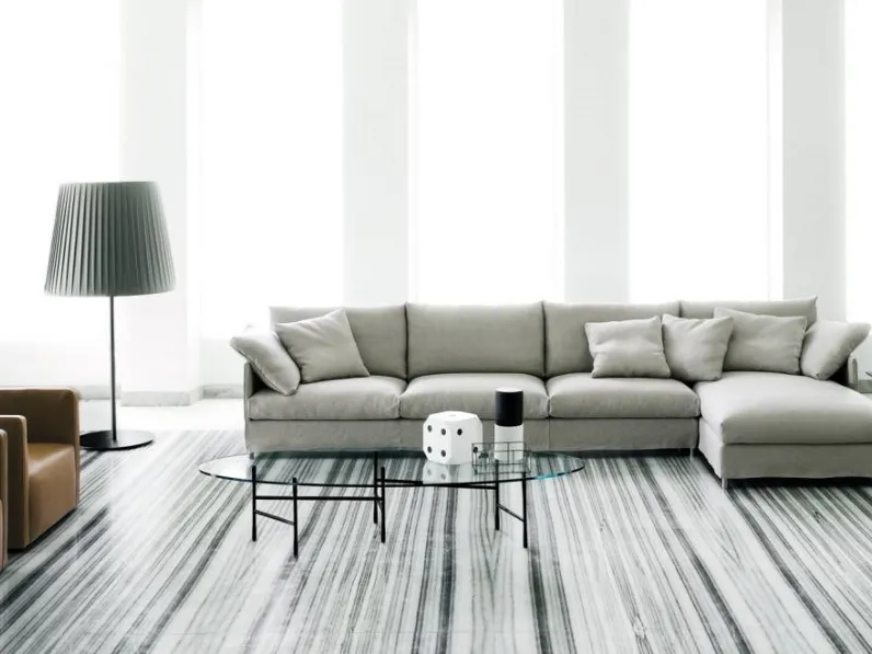 Divano con penisola Chemise in tessuto di Living Divani