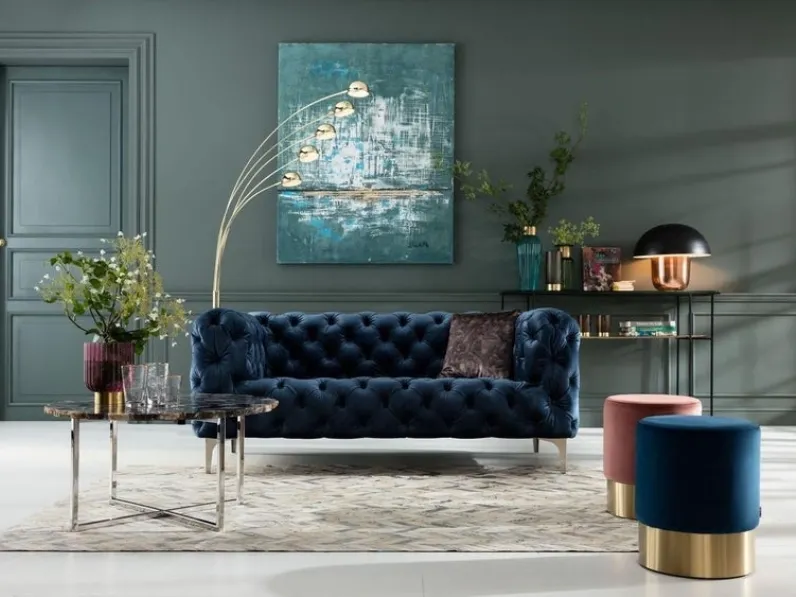 Divano lineare imbottito e trapuntato Look di Kare Design