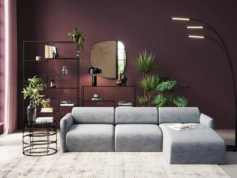 Divano in tessuto con penisola Lucca di Kare Design