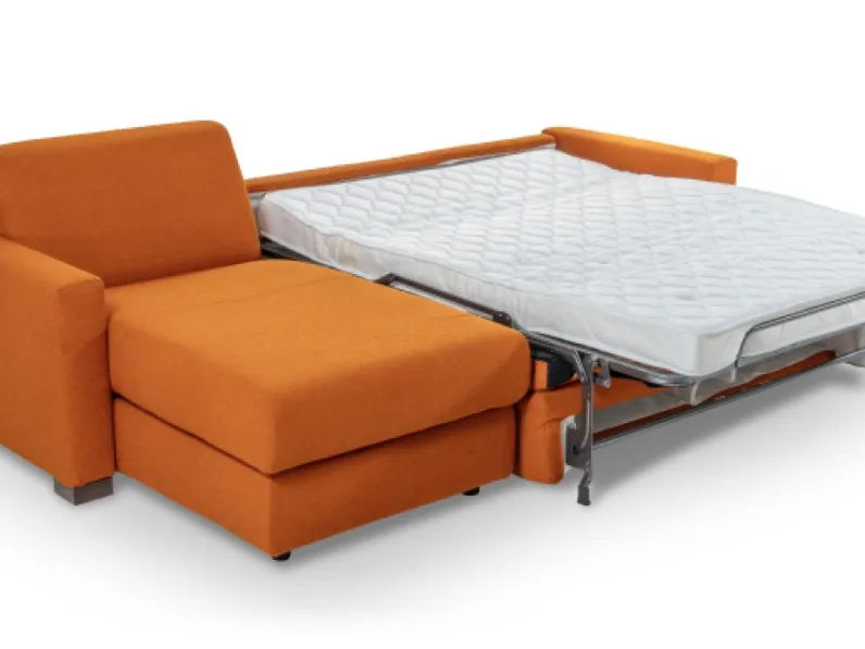 Divano Letto in tessuto con penisola contenitore Madonna di Calia