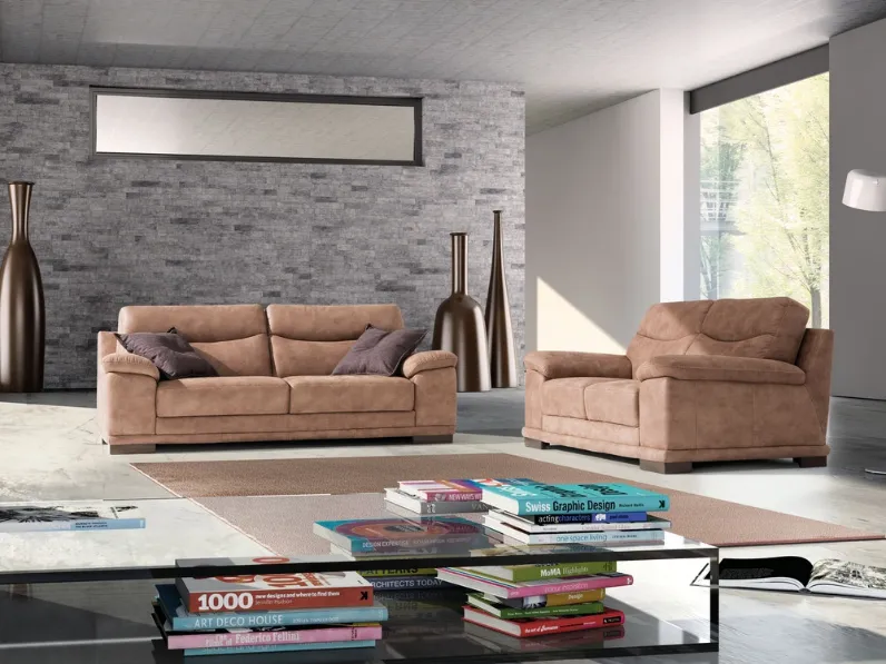 Divano lineare in pelle Magdalena di Polyformitalia 