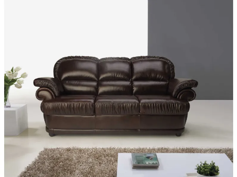 Divano lineare Mallorca rivestito in pelle di Polyformitalia 