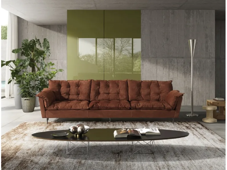 Divano lineare Mediterraneo in pelle di Albani