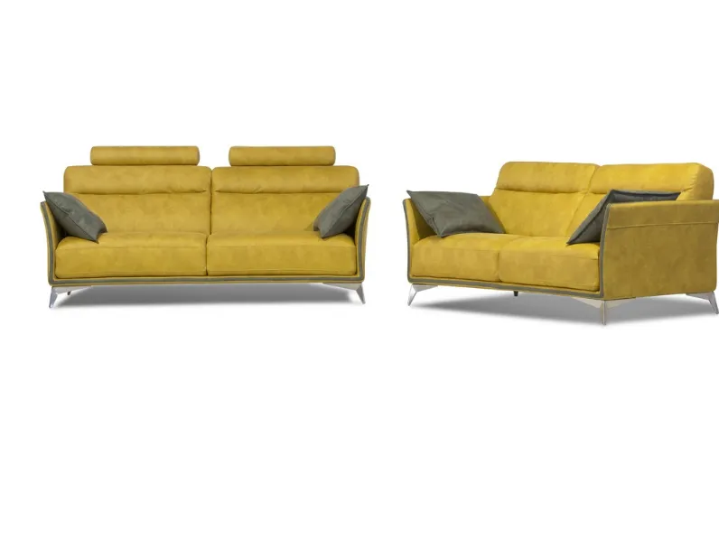 Divano lineare rivestito in pelle Metropoly di Polyformitalia 