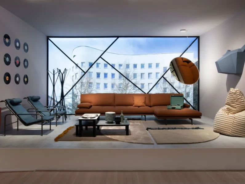 Divano in tessuto con penisola Milano+ di Zanotta