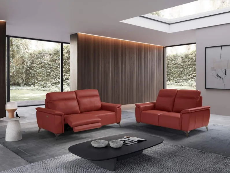 Divano relax lineare in pelle Minerva di Sofangel