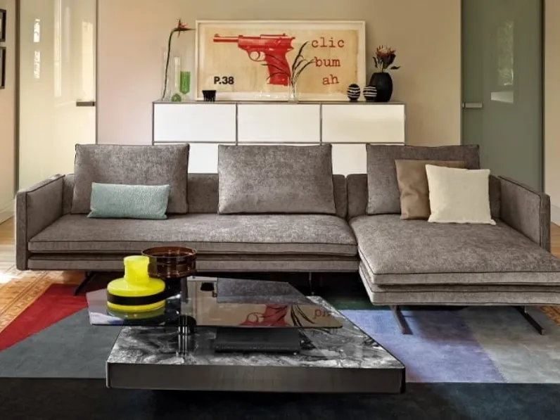 Divano con penisola in tessuto Moss di Arketipo