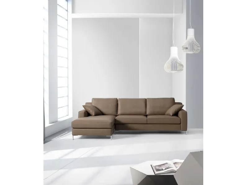 Divano in pelle con penisola Nabucco di Salvetti