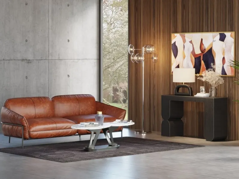 Divano lineare in pelle Napa di Kare Design