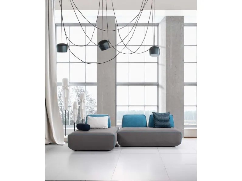 Divano di design in microfibra con penisola Narciso di Salvetti