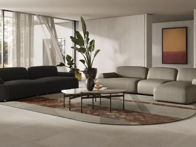 Divano in pelle con penisola o lineare in tessuto Buddie di Natuzzi