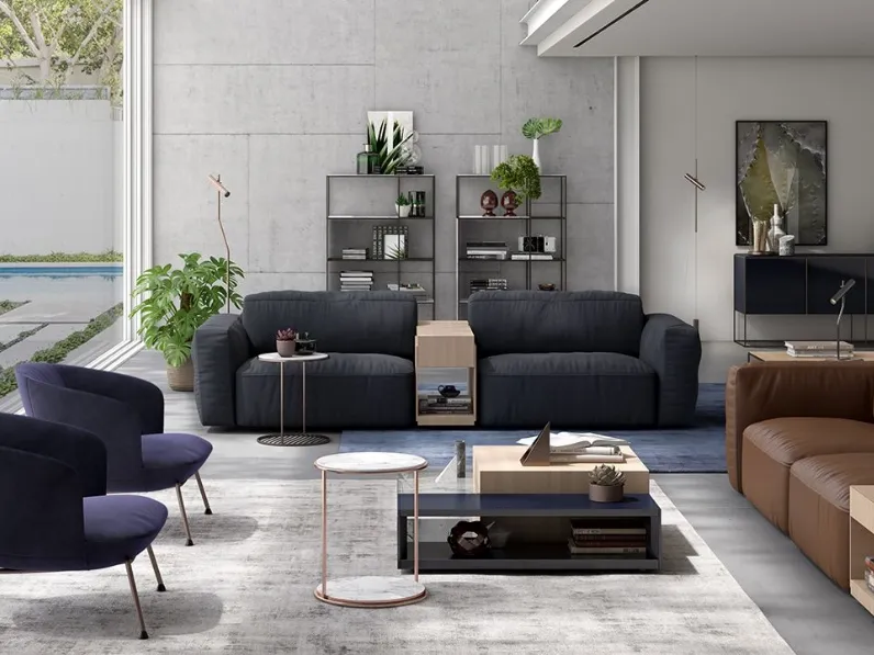 Salotto lineare Colosseo in tessuto o pelle di Natuzzi