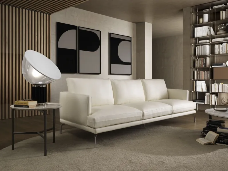 Divano lineare in pelle New Hill di Albani