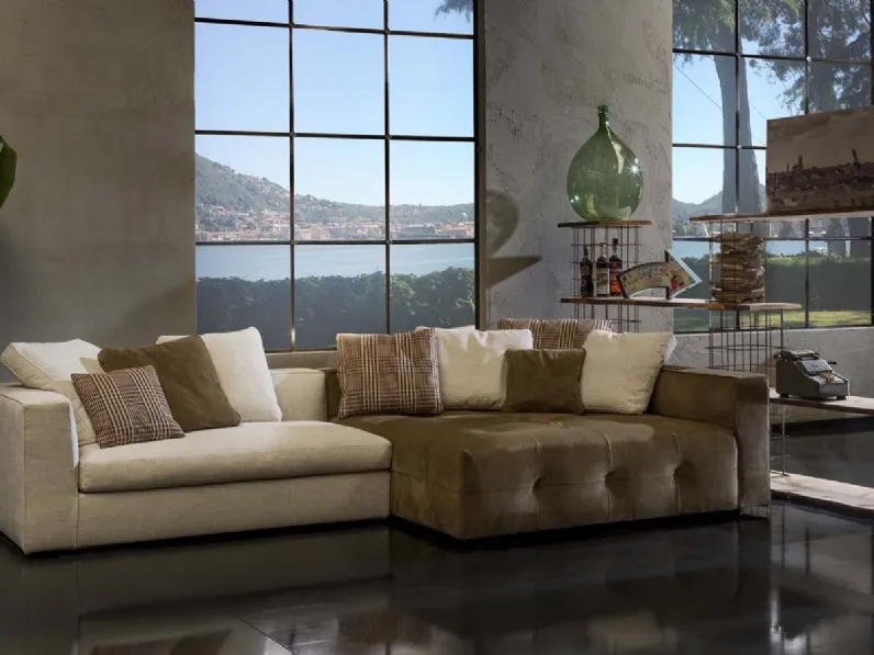 Divano con penisola New York Quilted di Flexstyle