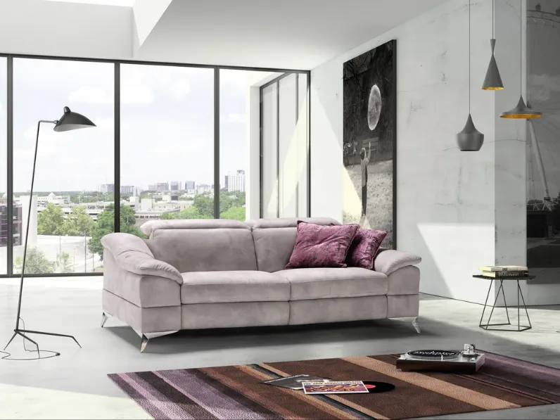 Divano relax lineare Ninfea con poggiatesta e sedute reclinabili di Polyformitalia 