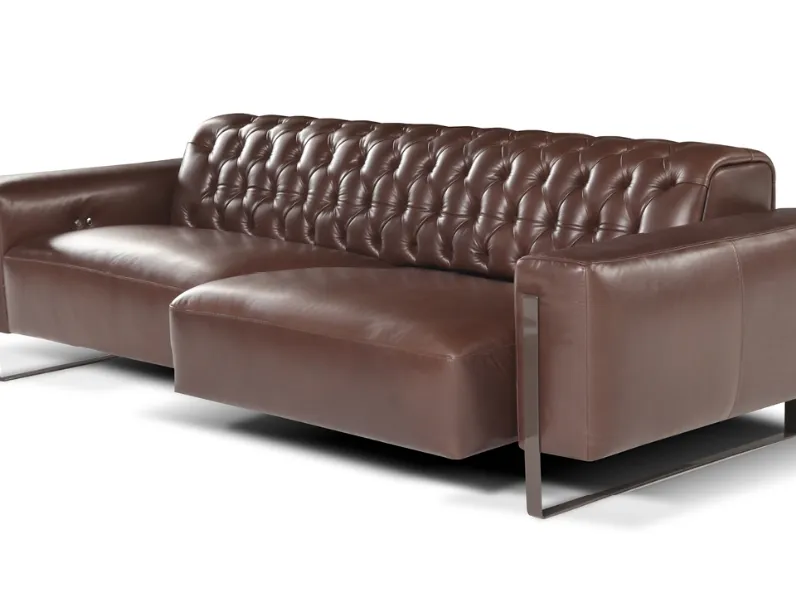 Divano lineare in pelle trapuntata Niobe di Calia