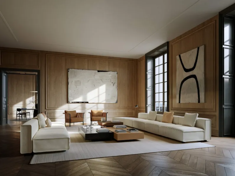 Divano lineare modulare Niveaux di Lema