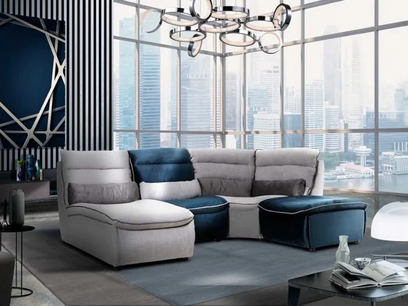 Divano componibile con penisola Noah di Gamma Salotti