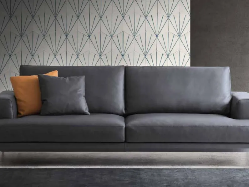 Divano moderno lineare in pelle Opium di Gurian