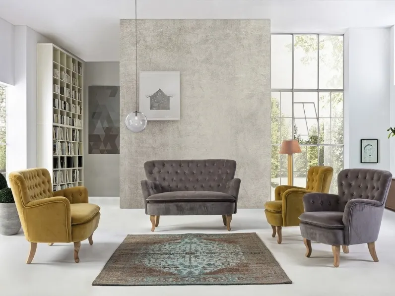Salotto in velluto Orlins di Bizzotto