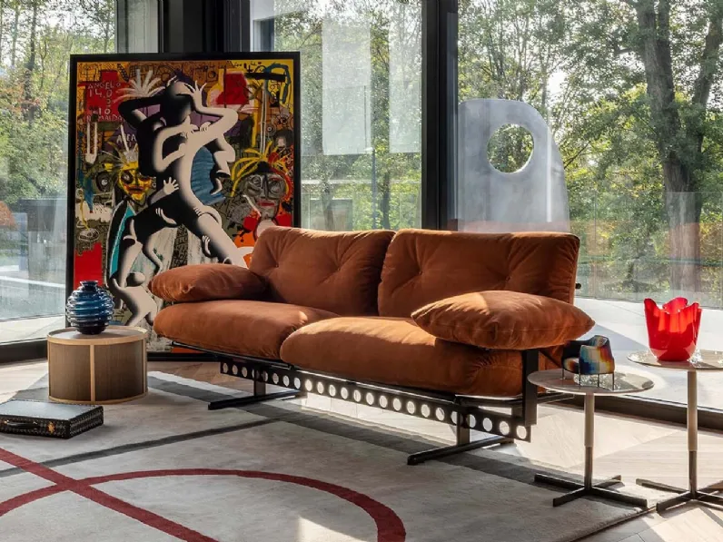 Divano lineare Ouverture in tessuto imbottito di Poltrona Frau