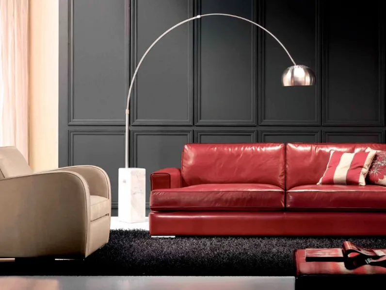 Divano lineare in pelle Panama di Cava Divani