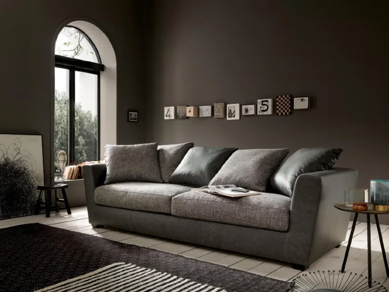 Divano in pelle e tessuto Parentesi di Dhome