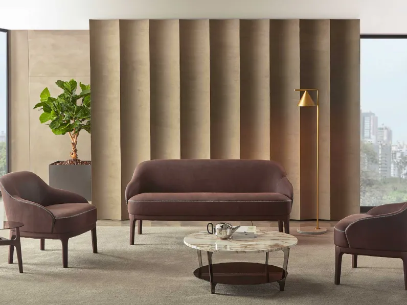 Divano lineare in pelle Paris di Marelli