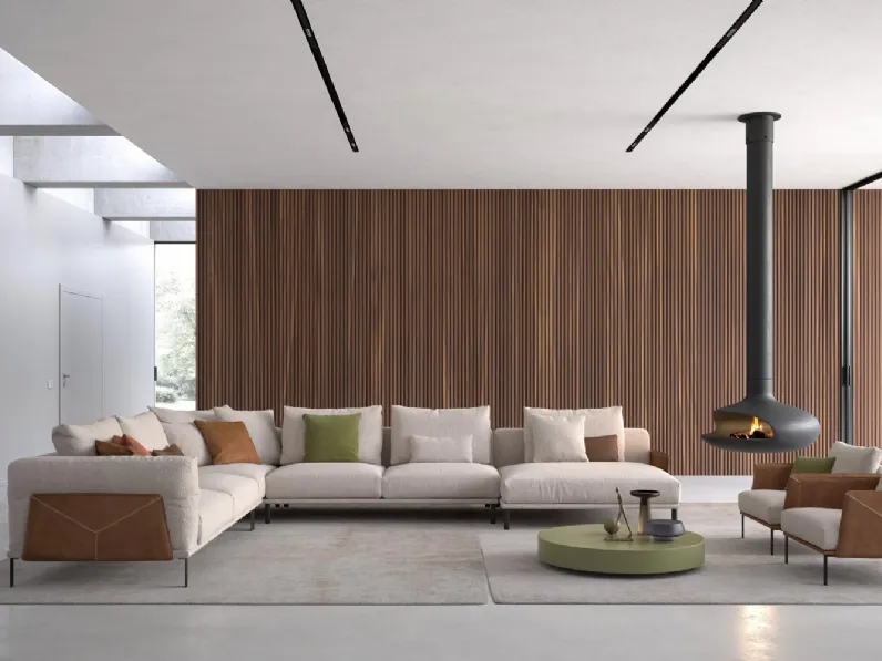 Salotto Paul in tessuto angolare con penisola di Alpa Salotti