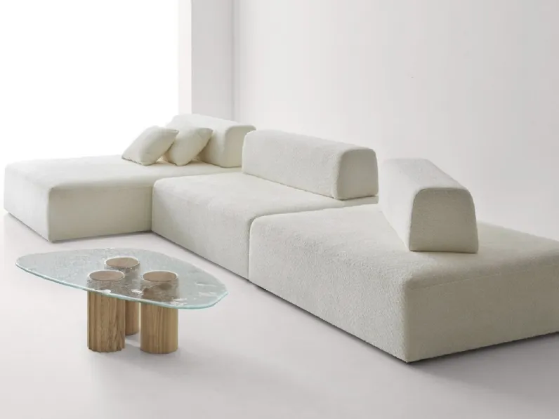 Divano in tessuto con penisola Penta di Modesign