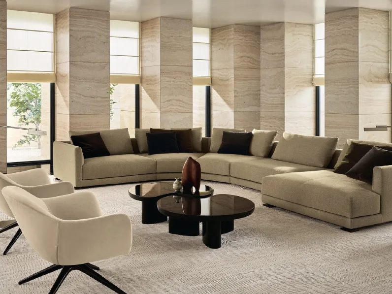 Divano angolare Bristol in tessuto con penisola di Poliform