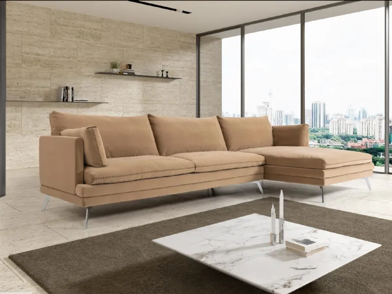 Divano in tessuto con penisola Ralph de I Divani Doc