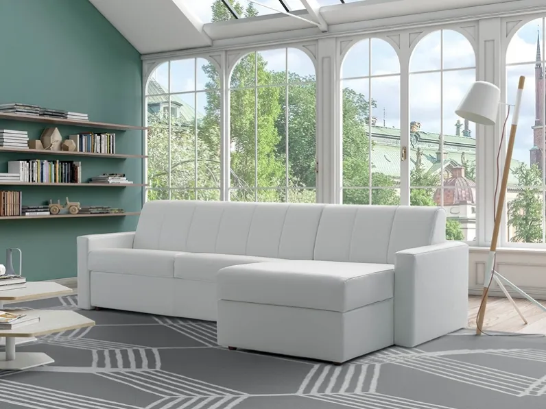 Divano letto in ecopelle con penisola Big 18 di Rigosalotti