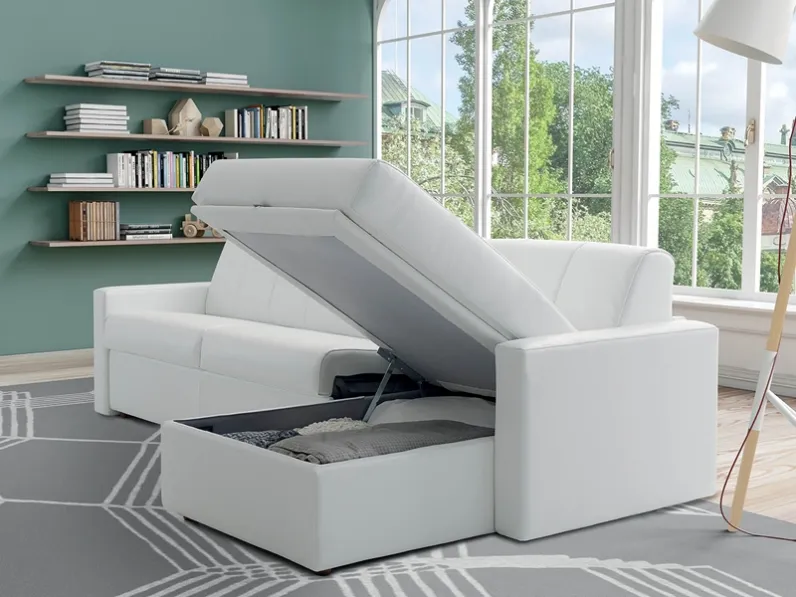 Divano letto matrimoniale con penisola contenitore Big 18 di Rigosalotti