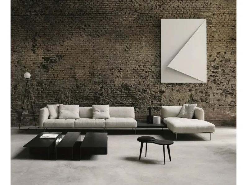 Divano con penisola Rod System in tessuto di Living Divani