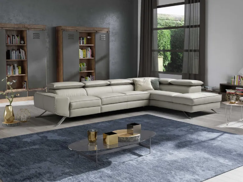 Divano relax angolare in pelle Romeo di Polyformitalia 