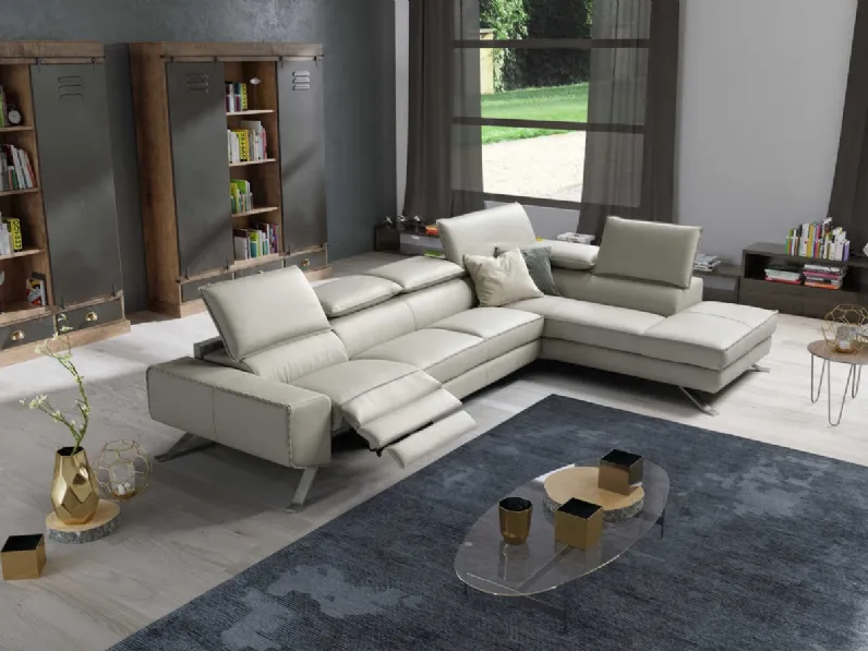 Divano relax angolare con poggiatesta e sedute regolabili Romeo di Polyformitalia 